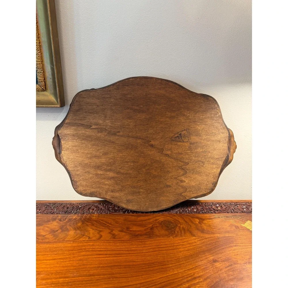 Vintage Ernst Huber Berchtesgaden Germany Hand Painted Carved Wood Tray Floral